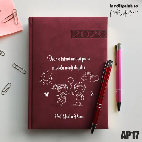 Agenda personalizata 2026 Profesoara AP17 DELUXE PREMIUM, Teano Bordo