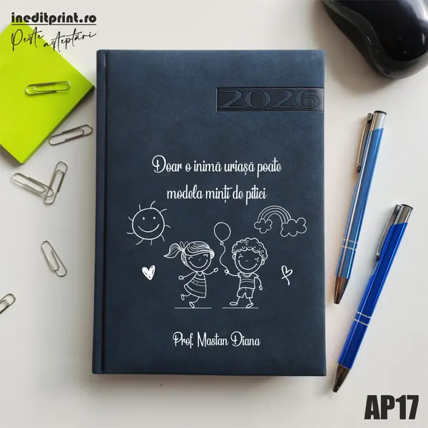 Agenda personalizata 2026 Profesoara AP17 DELUXE PREMIUM, Teano Albastru Inchis