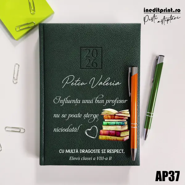 Agenda personalizata 2026 Profesor AP37 DELUXE H, Edolo Verde