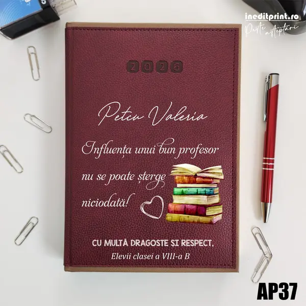 Agenda personalizata 2026 Profesor AP37 DELUXE PREMIUM, Alghero Bordo