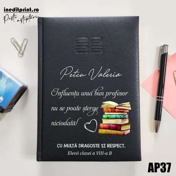 Agenda personalizata 2026 Profesor AP37 DELUXE PREMIUM, Chiavenna Negru