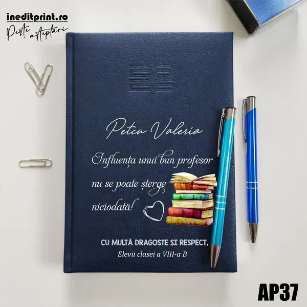 Agenda personalizata 2026 Profesor AP37 DELUXE PREMIUM, Chiavenna Albastru