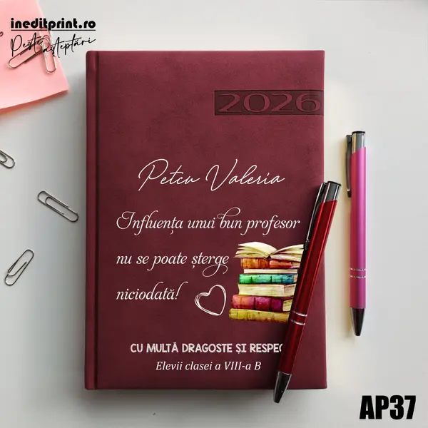 Agenda personalizata 2026 Profesor AP37 DELUXE PREMIUM, Teano Bordo