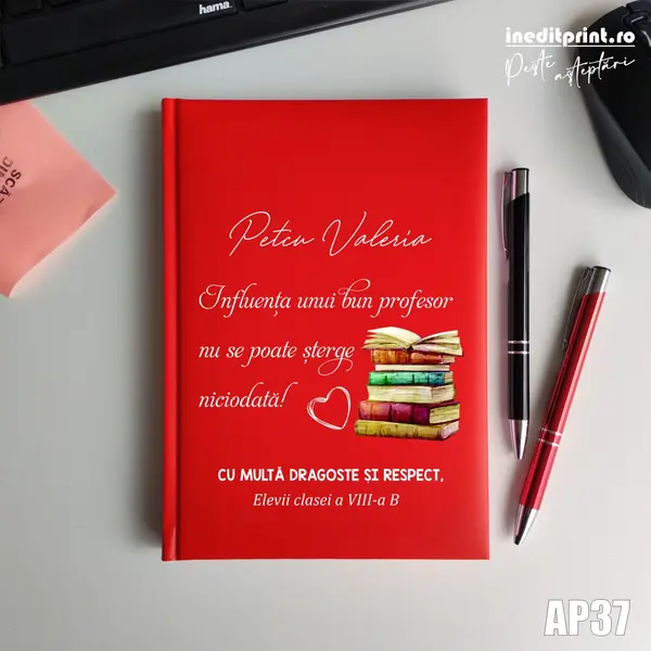 Agenda personalizata 2026 Profesor AP37 NEDATATA RT, Rosu