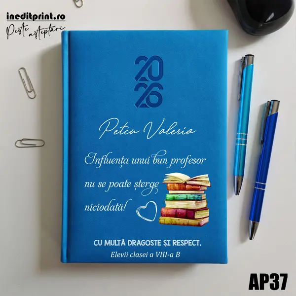 Agenda personalizata 2026 Profesor AP37 STANDARD HT2, ALBASTRU DESCHIS