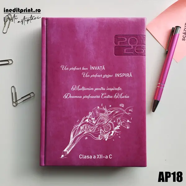 Agenda personalizata 2026 Profesor grozav AP18 DELUXE PREMIUM, Narni Purpuriu