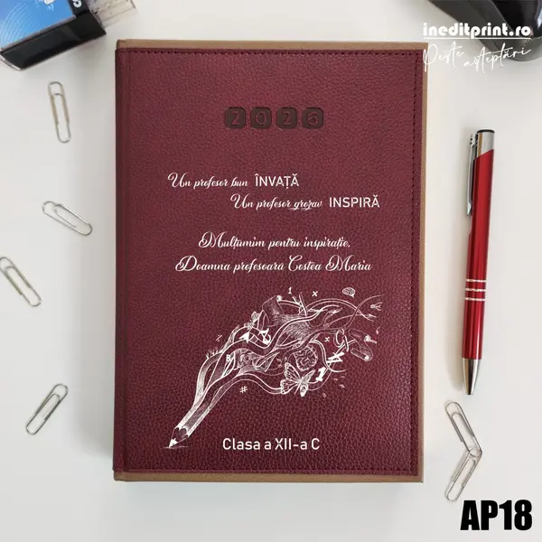 Agenda personalizata 2026 Profesor grozav AP18 DELUXE PREMIUM, Alghero Bordo