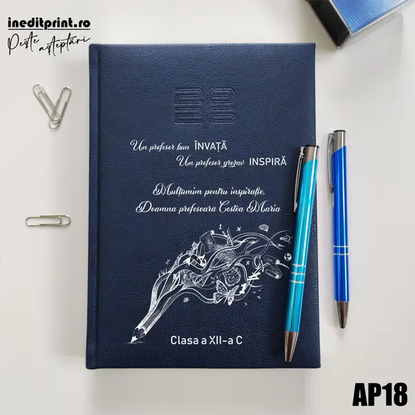 Agenda personalizata 2026 Profesor grozav AP18 DELUXE PREMIUM, Chiavenna Albastru