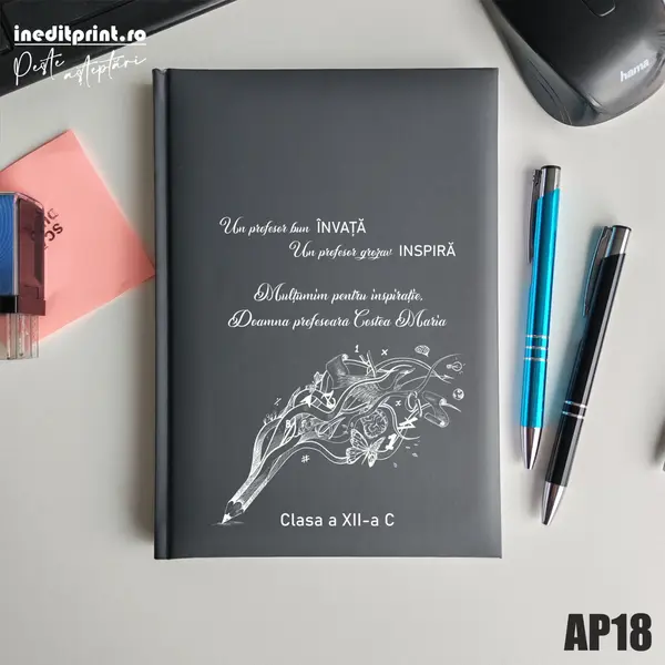 Agenda personalizata 2026 Profesor grozav AP18 NEDATATA RT, Gri