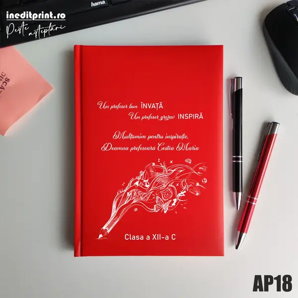 Agenda personalizata 2026 Profesor grozav AP18 NEDATATA RT, Rosu