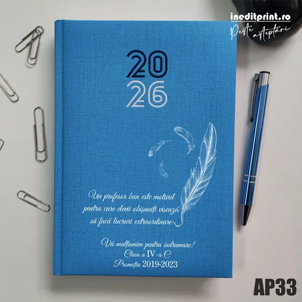 Agenda personalizata 2026 Profesori si elevi AP33 Datata C, Turcoaz