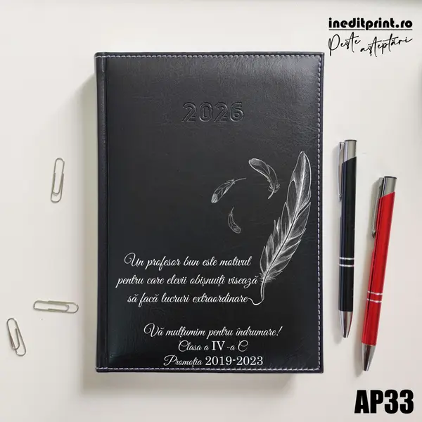 Agenda personalizata 2026 Profesori si elevi AP33 DELUXE H, Corinaldo Negru