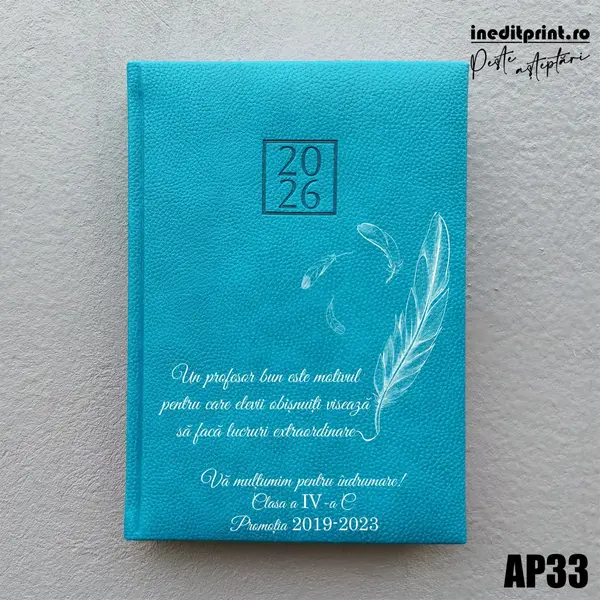 Agenda personalizata 2026 Profesori si elevi AP33 DELUXE H, Edolo Turcoaz
