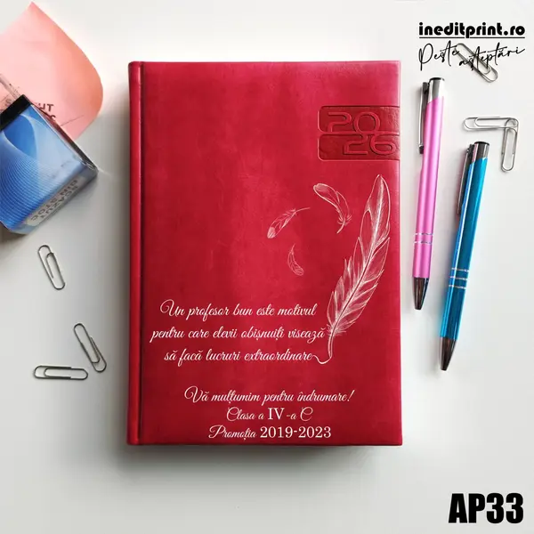 Agenda personalizata 2026 Profesori si elevi AP33 DELUXE PREMIUM, Narni Fucsia
