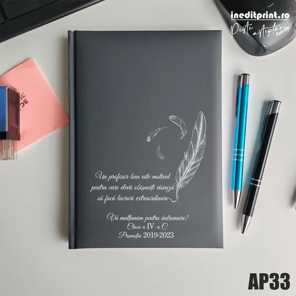 Agenda personalizata 2026 Profesori si elevi AP33 NEDATATA RT, Gri