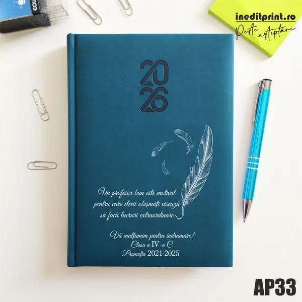 Agenda personalizata 2026 Profesori si elevi AP33 STANDARD HT2, Albastru Petrol