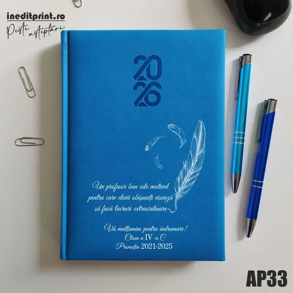 Agenda personalizata 2026 Profesori si elevi AP33 STANDARD HT2, ALBASTRU DESCHIS