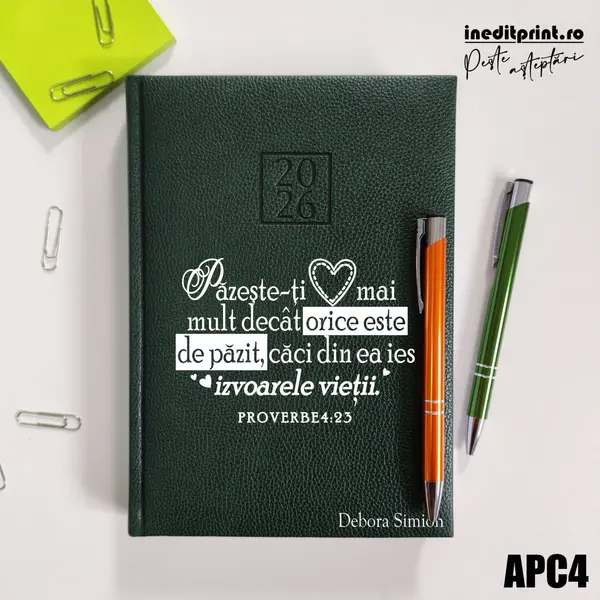 Agenda personalizata 2026 Proverbe 4:23 APC4 DELUXE H, Edolo Verde