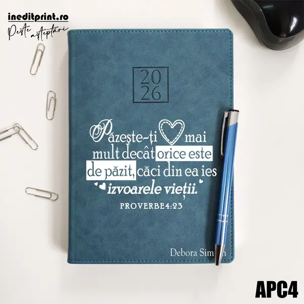 Agenda personalizata 2026 Proverbe 4:23 APC4 DELUXE PREMIUM, Chianti Verde Cyprus