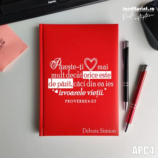 Agenda personalizata 2026 Proverbe 4:23 APC4 NEDATATA RT, Rosu
