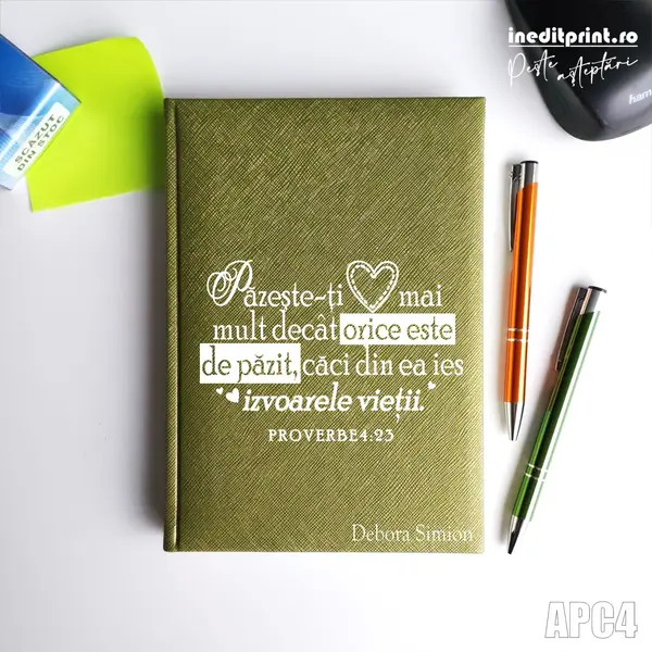 Agenda personalizata 2026 Proverbe 4:23 APC4 NEDATATA RT, Verde-Adria