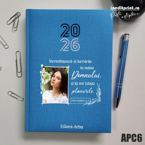 Agenda personalizata 2026 Proverbele 16:3 APC6 Datata C, Turcoaz