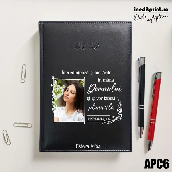 Agenda personalizata 2026 Proverbele 16:3 APC6 DELUXE H, Corinaldo Negru
