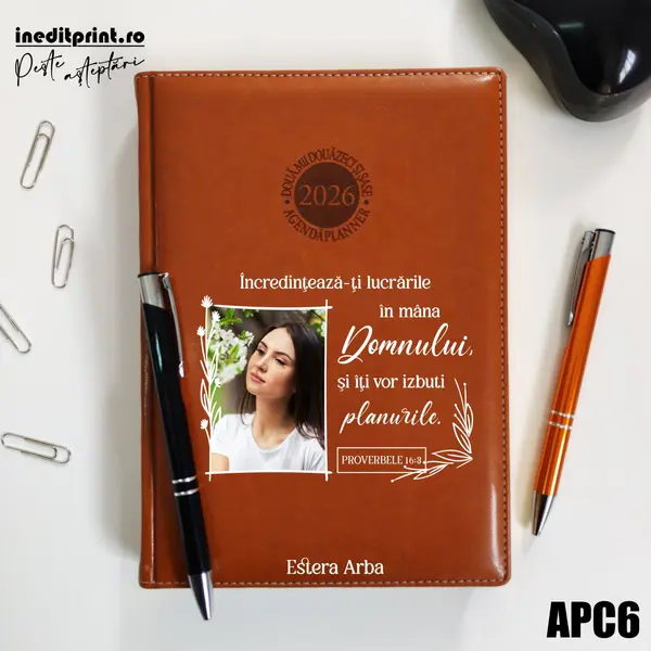 Agenda personalizata 2026 Proverbele 16:3 APC6 DELUXE PREMIUM, Amsterdam Maro