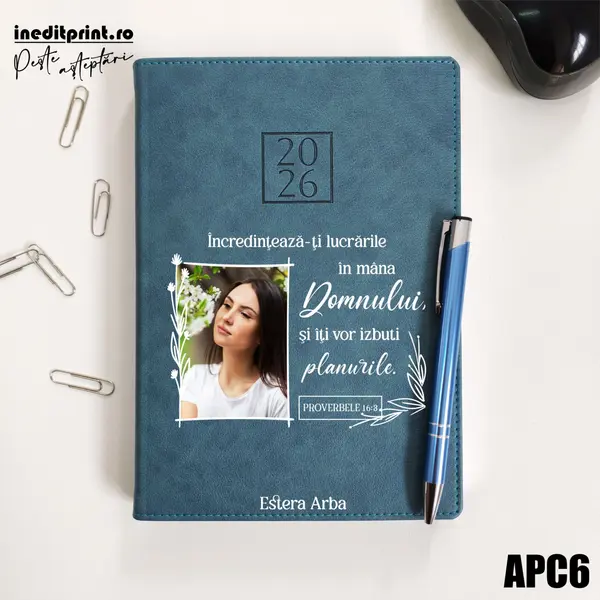 Agenda personalizata 2026 Proverbele 16:3 APC6 DELUXE PREMIUM, Chianti Verde Cyprus