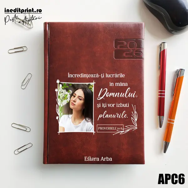Agenda personalizata 2026 Proverbele 16:3 APC6 DELUXE PREMIUM, Narni Maro