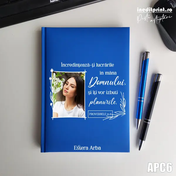 Agenda personalizata 2026 Proverbele 16:3 APC6 NEDATATA RT, ALBASTRU