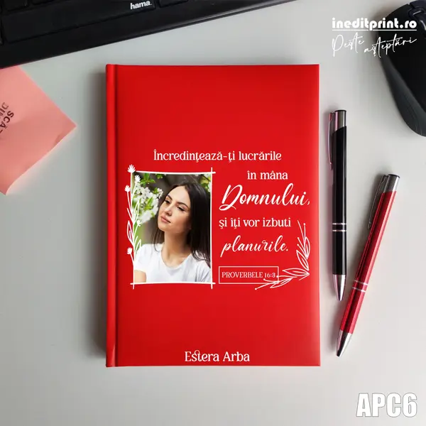Agenda personalizata 2026 Proverbele 16:3 APC6 NEDATATA RT, Rosu