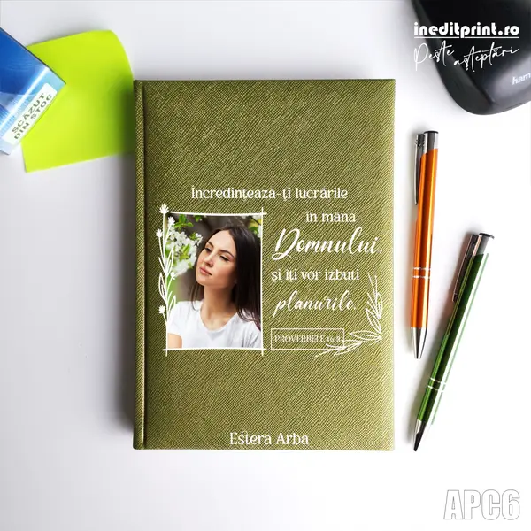 Agenda personalizata 2026 Proverbele 16:3 APC6 NEDATATA RT, Verde-Adria