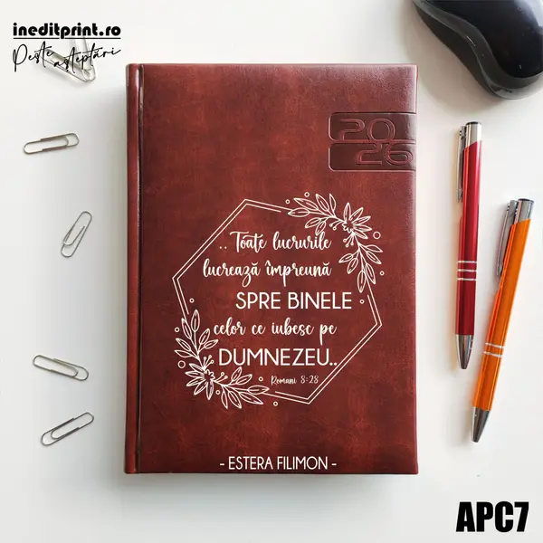 Agenda personalizata 2026 Romani 8:28 APC7 DELUXE PREMIUM, Narni Maro