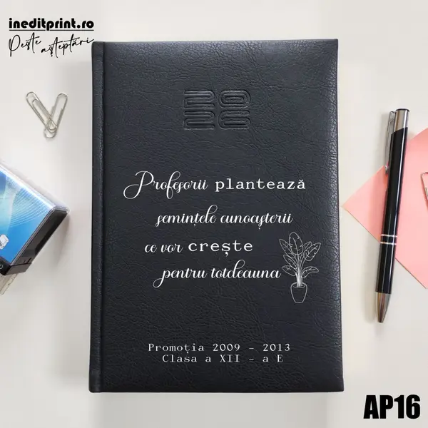 Agenda personalizata 2026 Semintele cunoasterii AP16 DELUXE PREMIUM, Chiavenna Negru