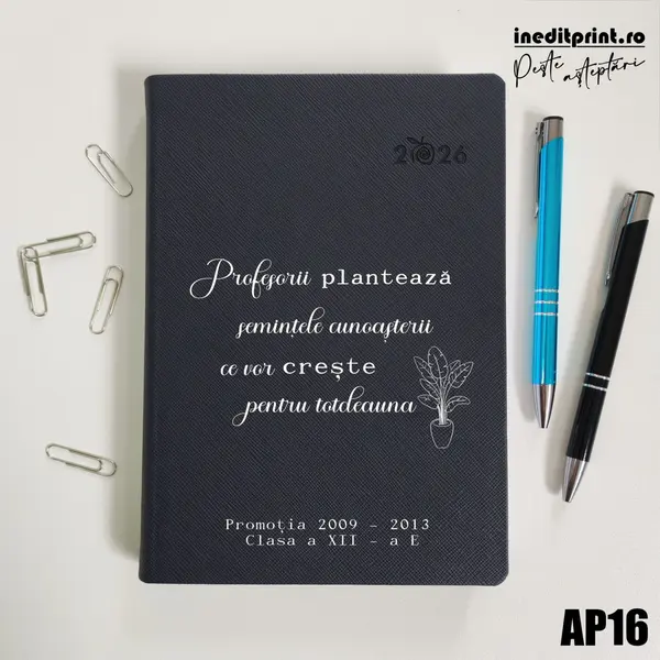 Agenda personalizata 2026 Semintele cunoasterii AP16 DELUXE PREMIUM, Ortisei Albastru