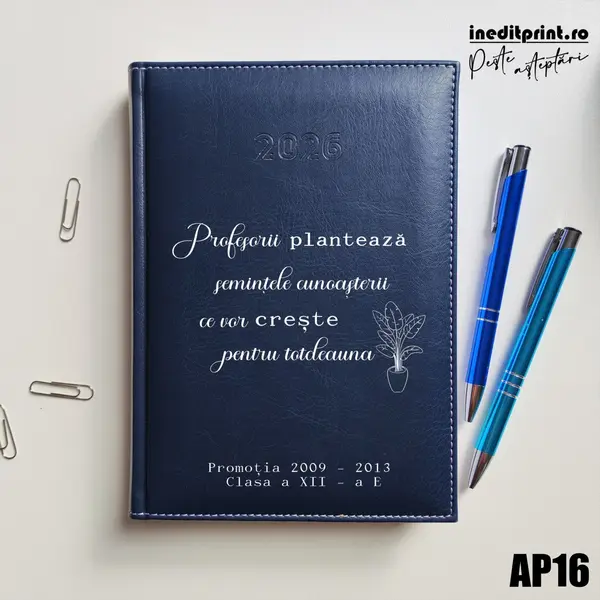 Agenda personalizata 2026 Semintele cunoasterii AP16 DELUXE H, Corinaldo Albastru