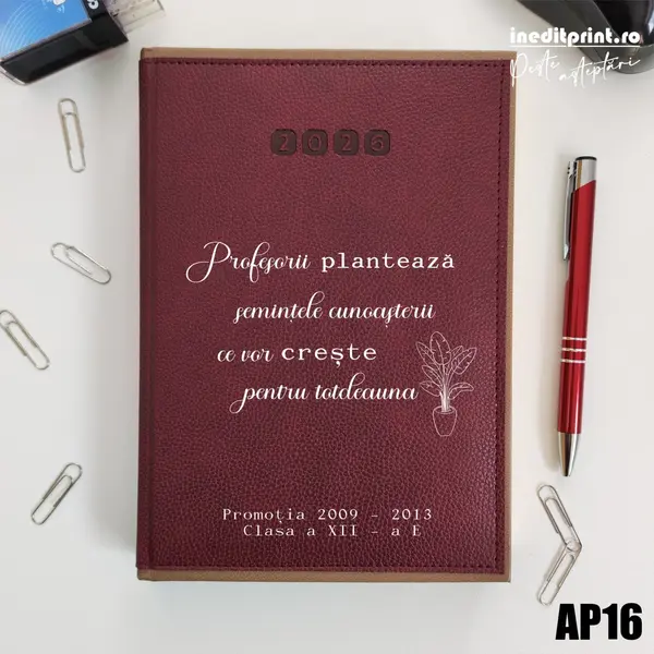 Agenda personalizata 2026 Semintele cunoasterii AP16 DELUXE PREMIUM, Alghero Bordo