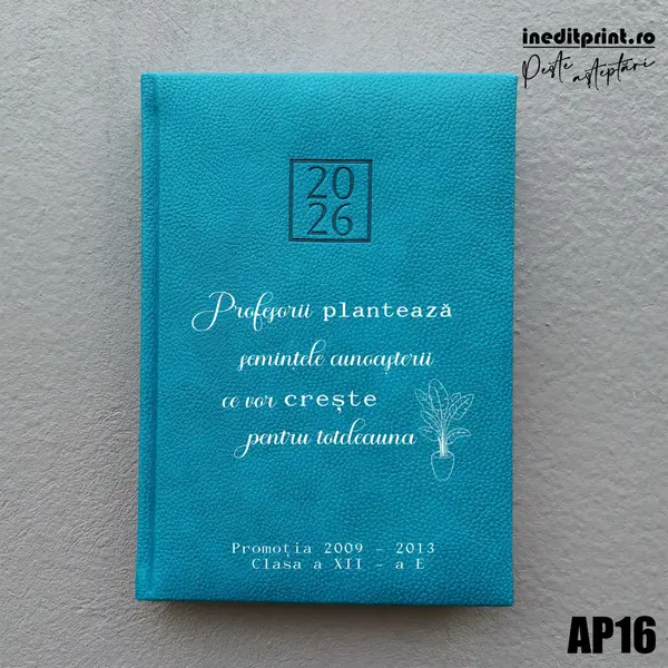 Agenda personalizata 2026 Semintele cunoasterii AP16 DELUXE H, Edolo Turcoaz