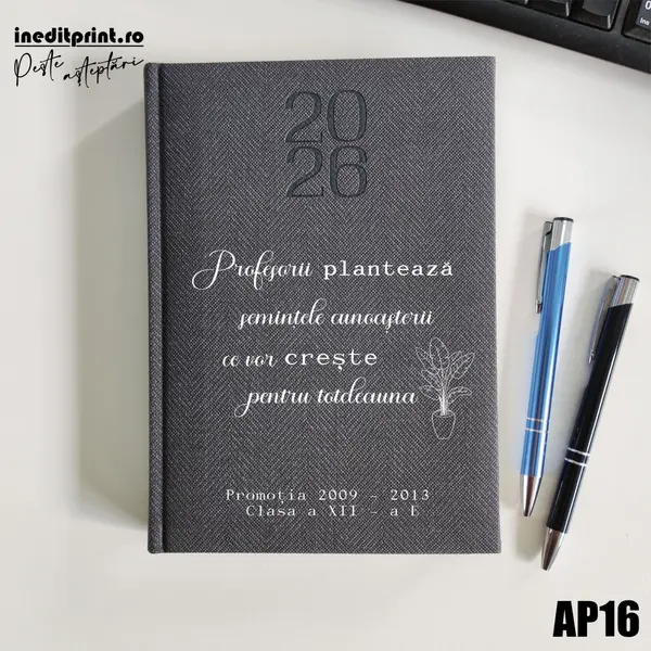 Agenda personalizata 2026 Semintele cunoasterii AP16 DELUXE PREMIUM, Bard Gri