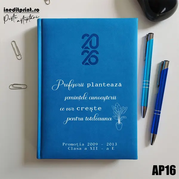 Agenda personalizata 2026 Semintele cunoasterii AP16 STANDARD HT2, ALBASTRU DESCHIS