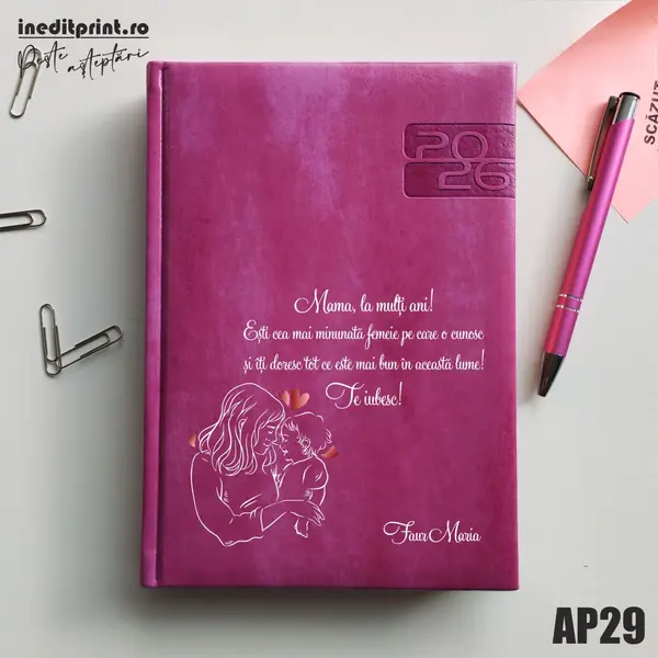 Agenda personalizata 2026 Te iubesc, mama AP29 DELUXE PREMIUM, Narni Purpuriu