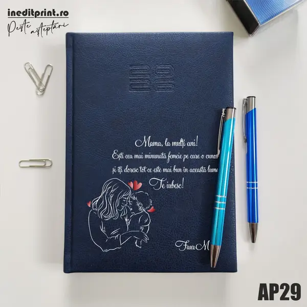 Agenda personalizata 2026 Te iubesc, mama AP29 DELUXE PREMIUM, Chiavenna Albastru