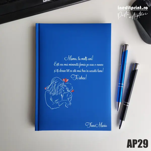 Agenda personalizata 2026 Te iubesc, mama AP29 NEDATATA RT, ALBASTRU