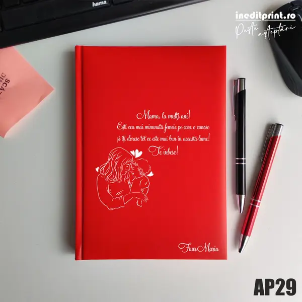 Agenda personalizata 2026 Te iubesc, mama AP29 NEDATATA RT, Rosu