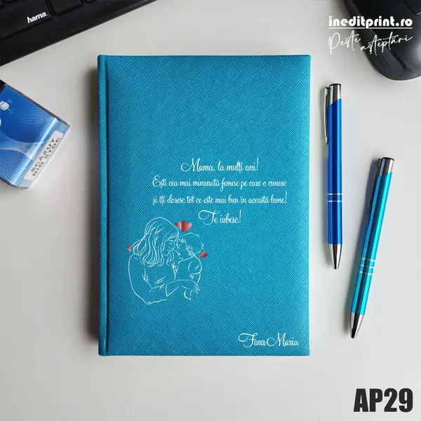 Agenda personalizata 2026 Te iubesc, mama AP29 NEDATATA RT, Turcoaz-Adria