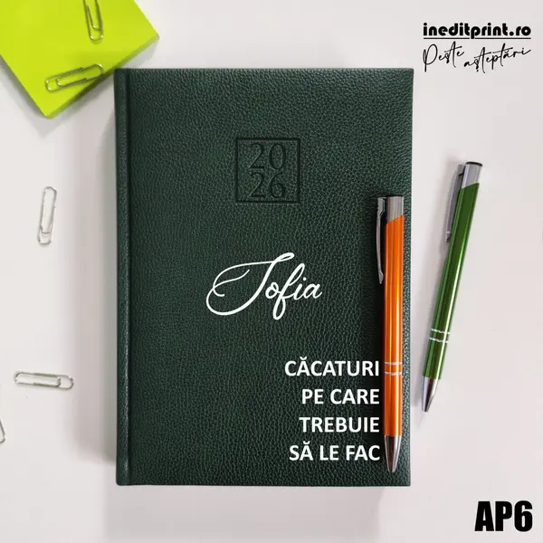 Agenda personalizata 2026 To do list AP6 DELUXE H, Edolo Verde