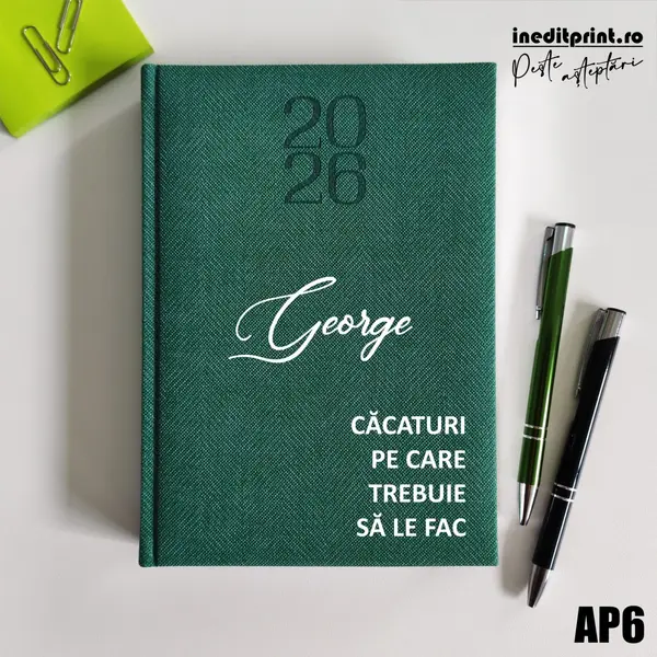 Agenda personalizata 2026 To do list AP6 DELUXE PREMIUM, Bard Verde