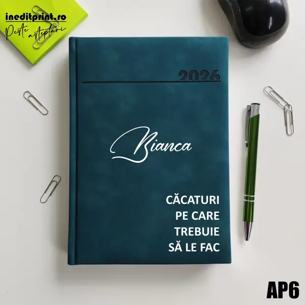 Agenda personalizata 2026 To do list AP6 DELUXE PREMIUM, Chia Verde Petrol