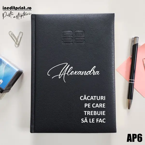 Agenda personalizata 2026 To do list AP6 DELUXE PREMIUM, Chiavenna Negru